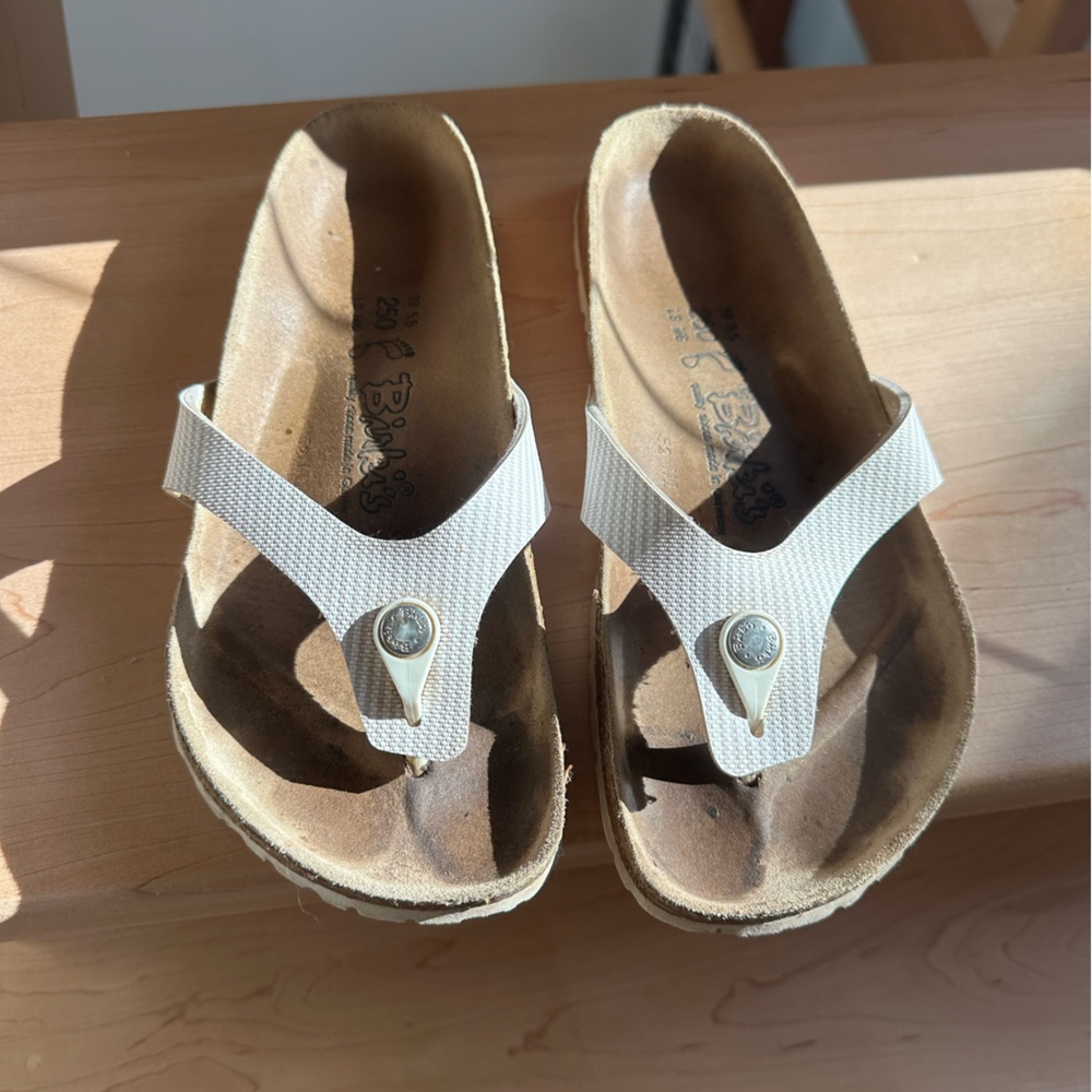Birki’s by Birkenstock White Thong Sandals, Size 39